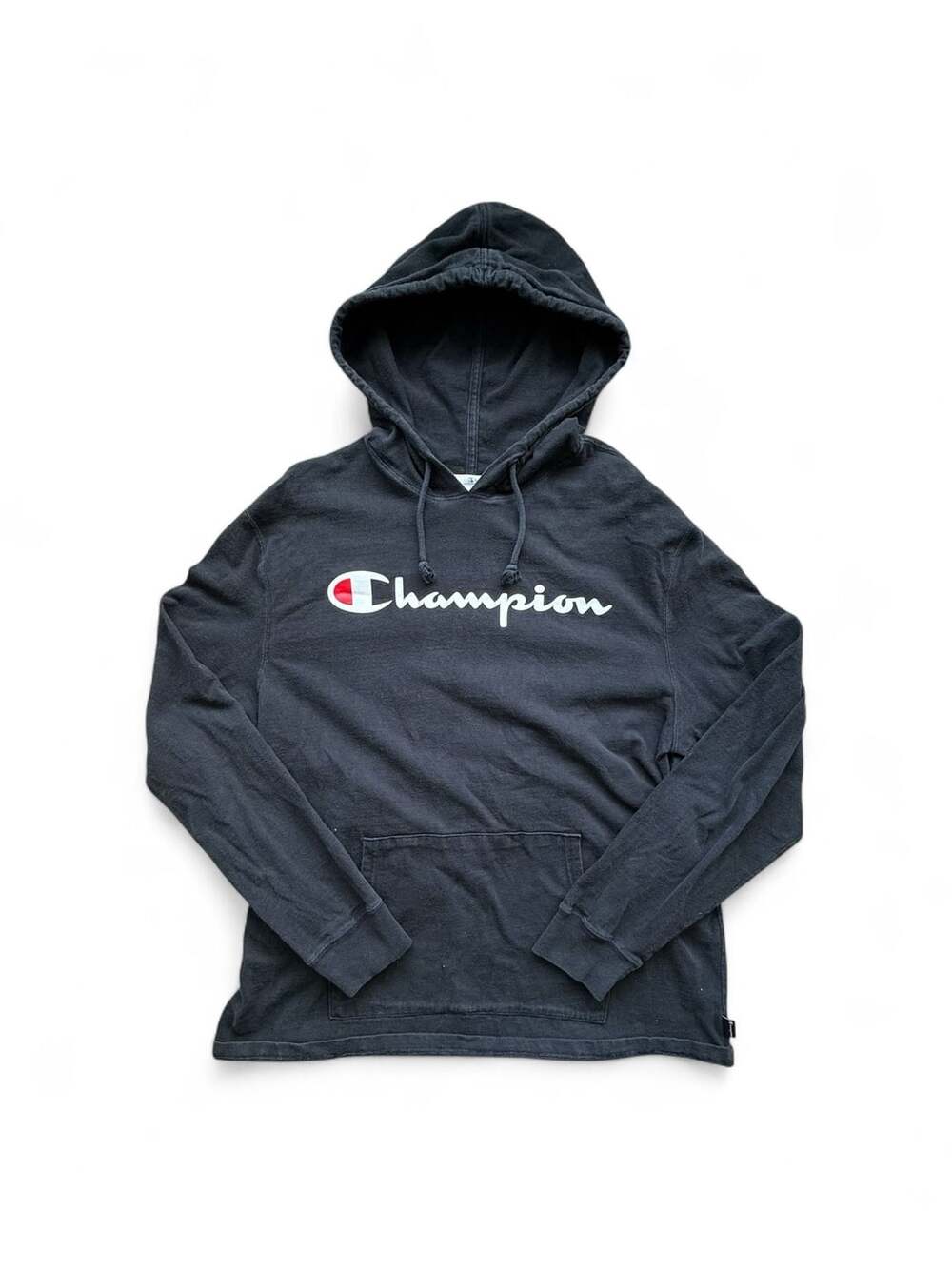 Champion Authentic Black Long Sleeve Script Logo Hoodie Sweatshirt XL